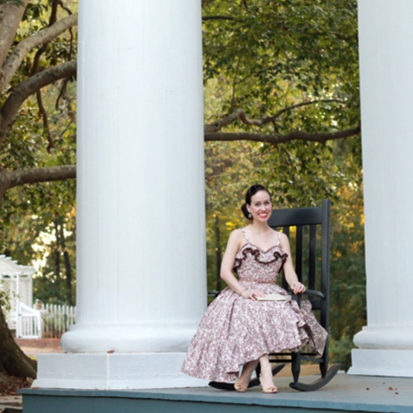 VINTAGE Brown Tiered Dress - Picture 5 of 8